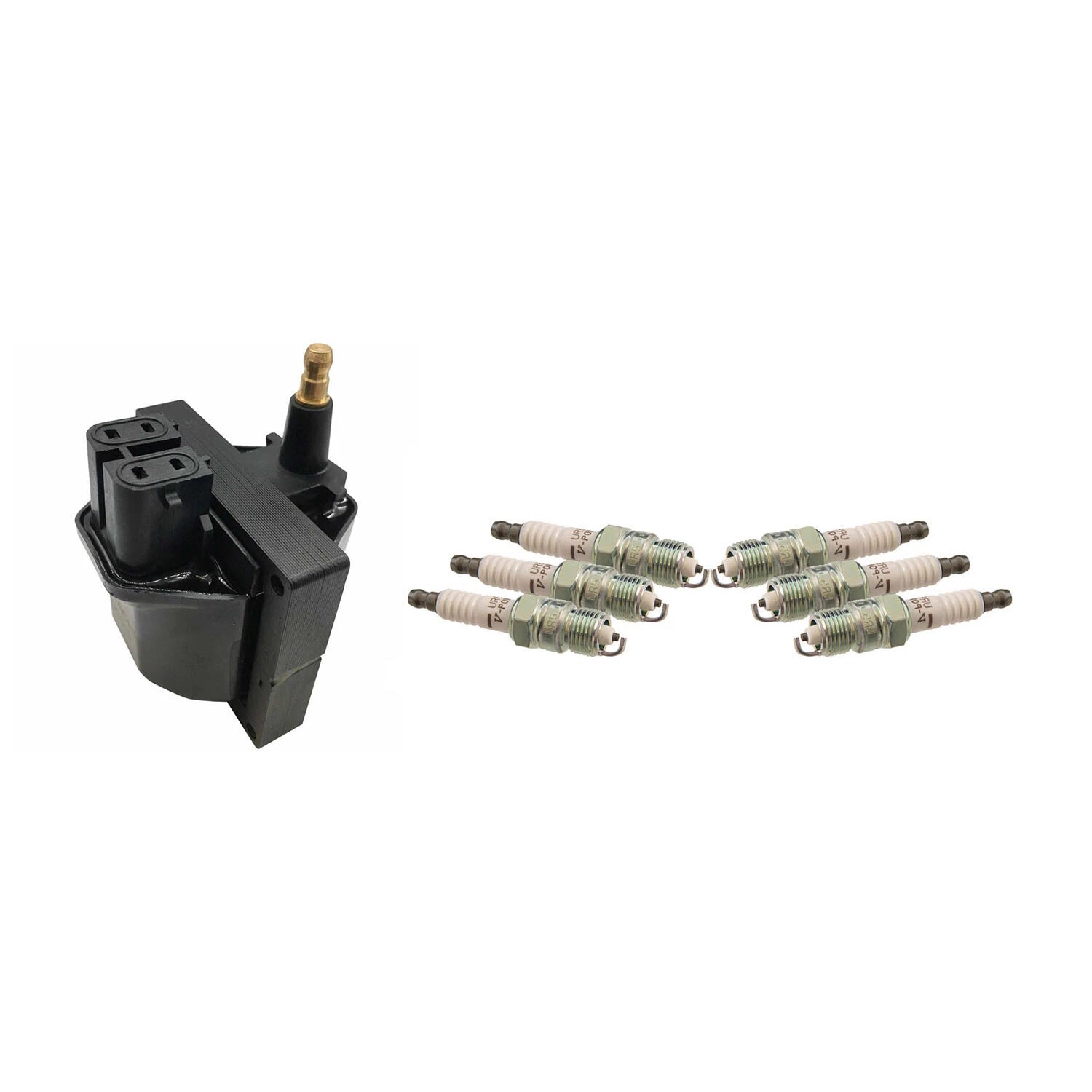 Ignition Coil & 6 NGK Spark Plugs Kit for Chevrolet C1500 2500 K1500 (1990–1999)
