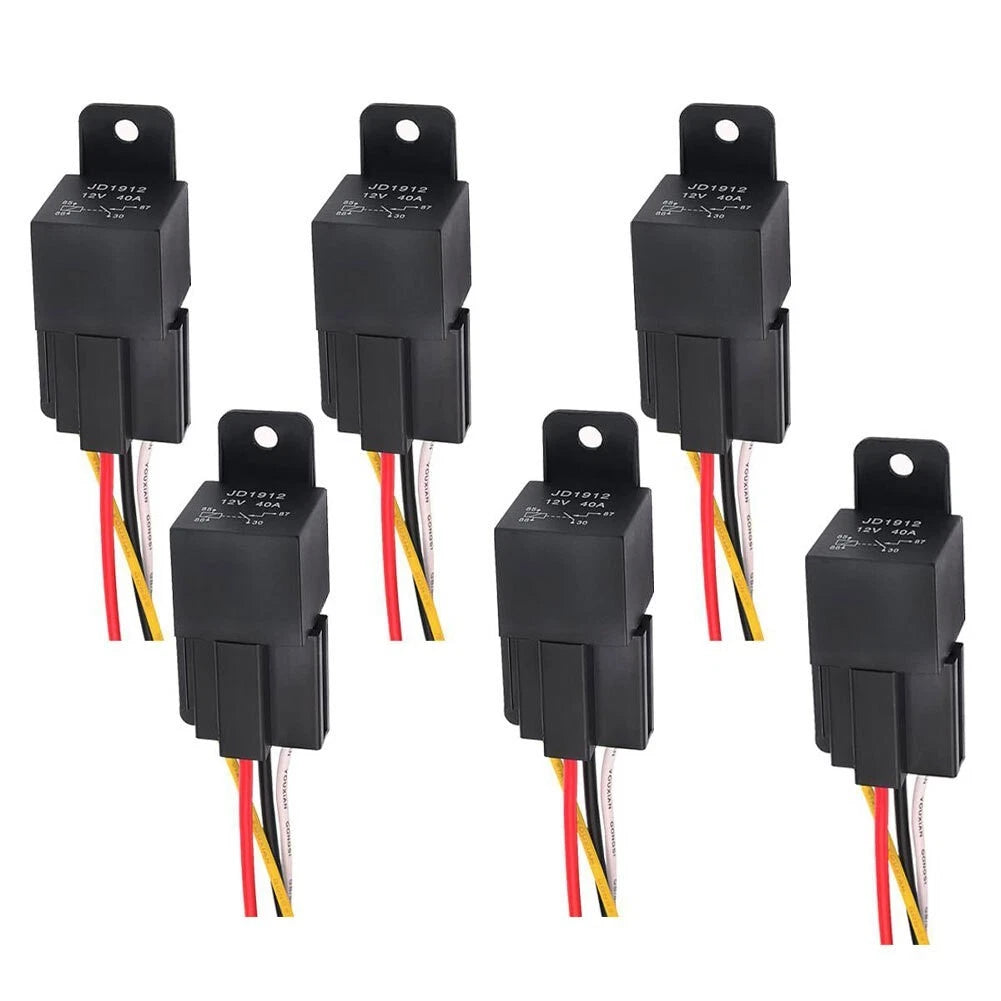 6X 12V 40A 5 Pin Relay with Socket and Wiring for Car Truck (Universal)