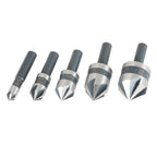 5-Piece Countersink Drill Bit Set for Metals Wood Plastic HSS