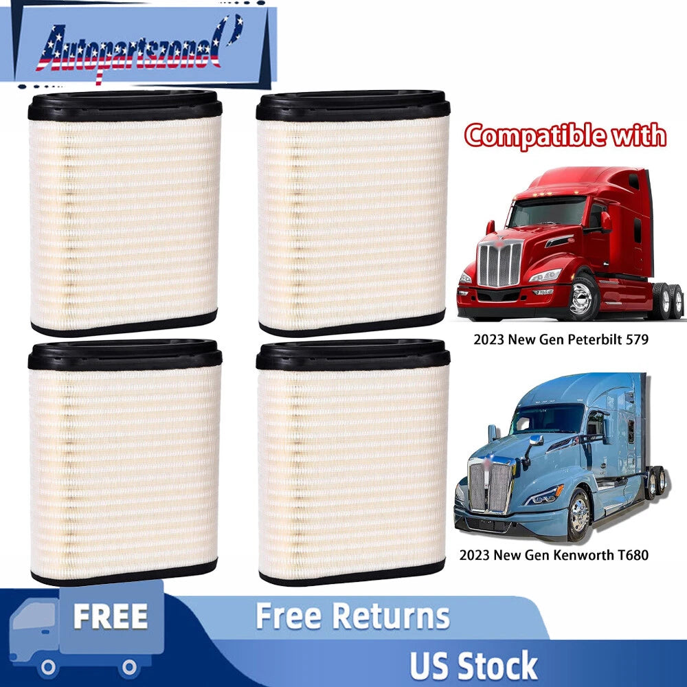 Set of 4 Engine Air Filters D37-1061 for Kenworth T680 & Peterbilt 579 (2023)