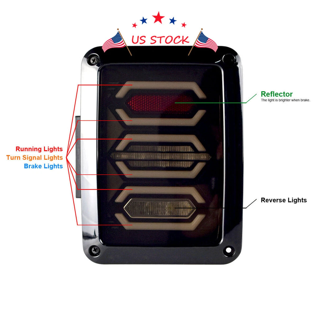 LED Tail Lights for Jeep Wrangler JKU JK (2007-2018) Smoked