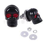 2X Skull Black Motorcycle License Plate Frame Bolts Screws Red Eye