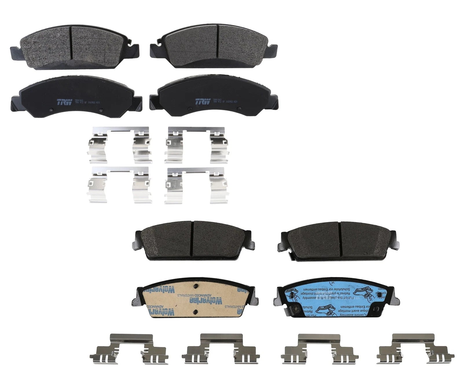 Set of 4 TRW Pro Metallic Brake Pads for Chevrolet Cadillac GMC