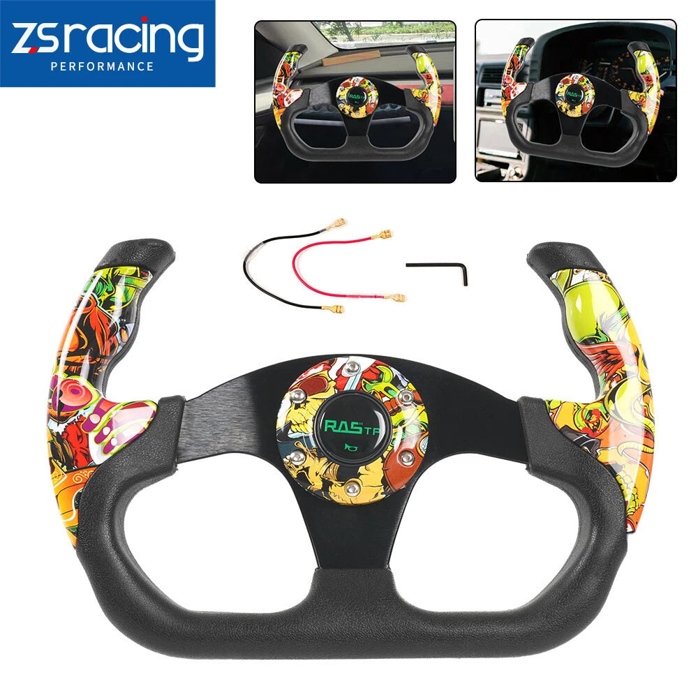 13-Inch Racing Steering Wheel for Model U Plaid (Graffiti Style)