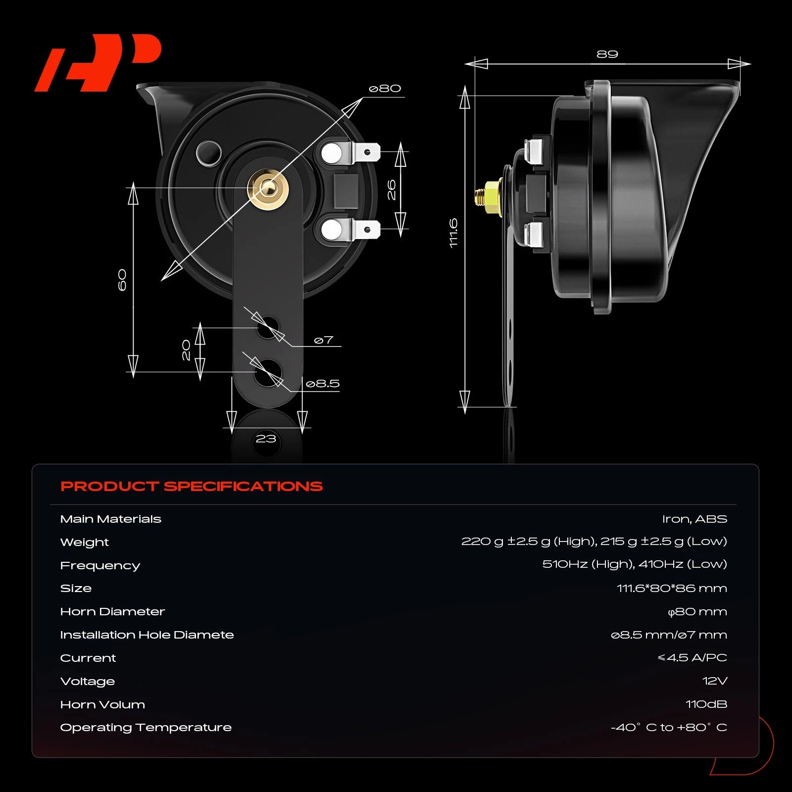 2Pcs Snail Horn for BMW X Series (2000–2023) & Land Rover Range Rover (2000–2023)
