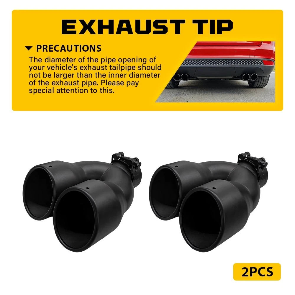 2.5" Inlet Dual Exhaust Tip for Universal Fit (7" Outlet, 8.5" Length)
