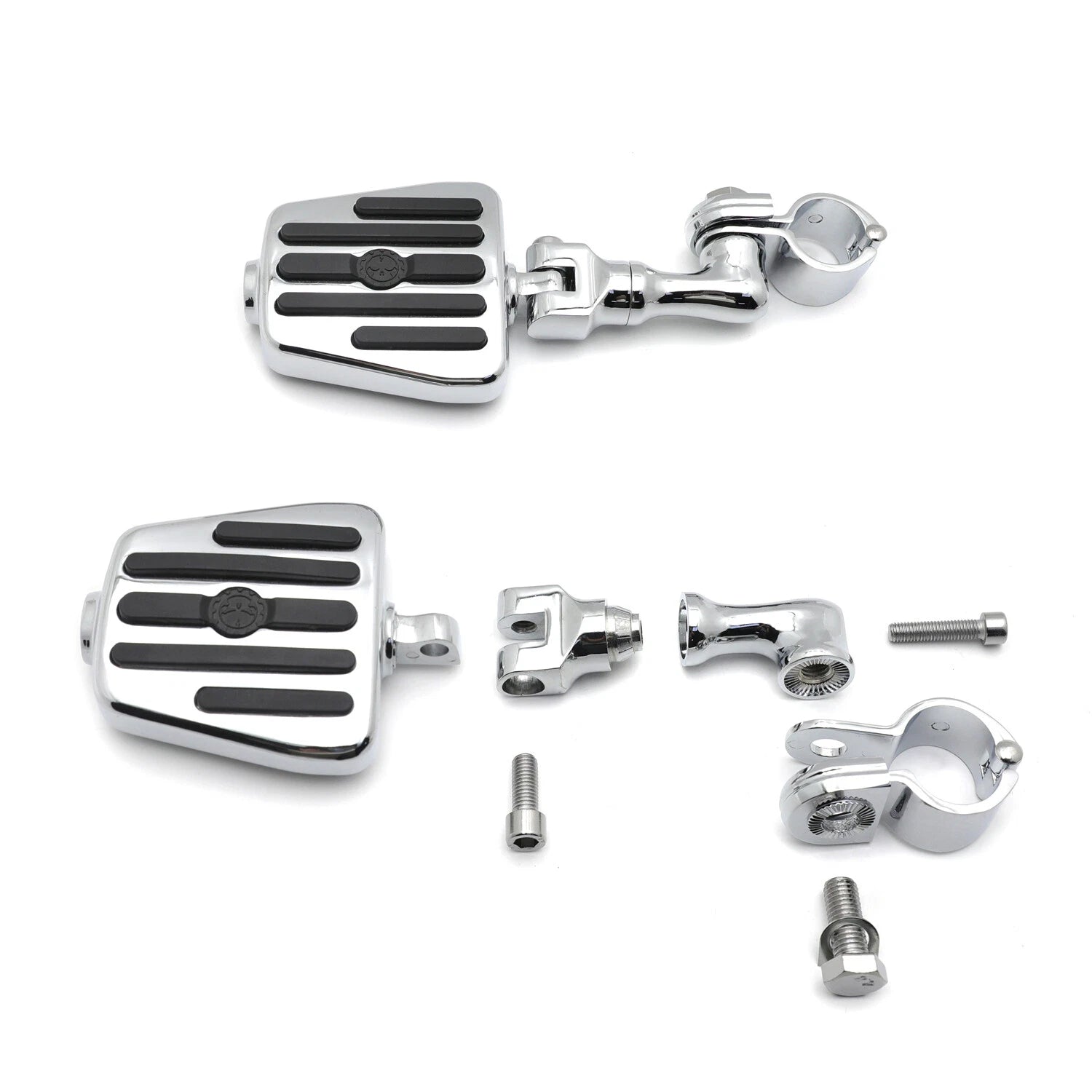 3" Gear Skull Foot Pegs for Harley Road King, Honda, Yamaha (Fits 1.25" 32mm)