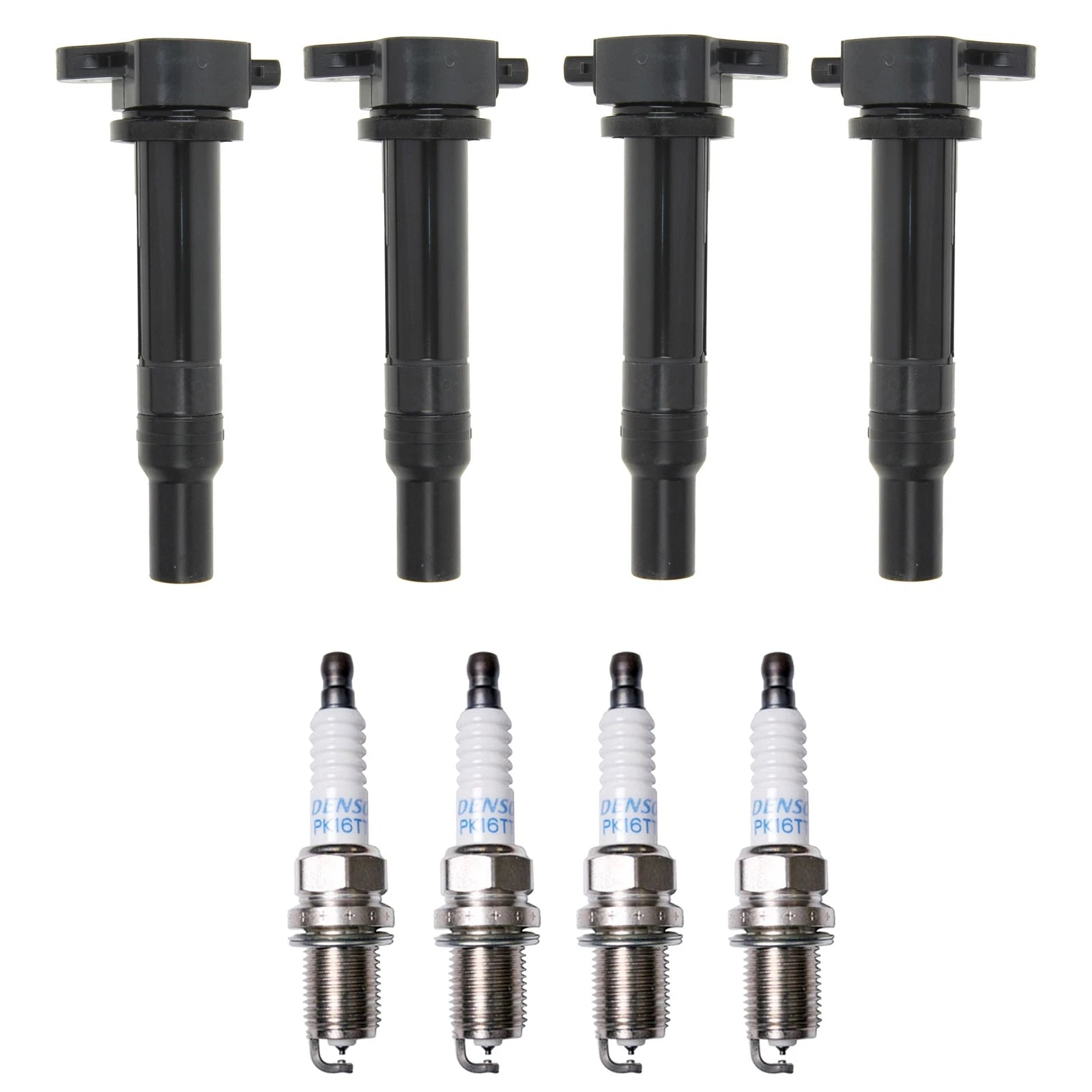 Set of 4 Ignition Coils & Platinum TT Spark Plugs for Hyundai Kia (1.6 L4)