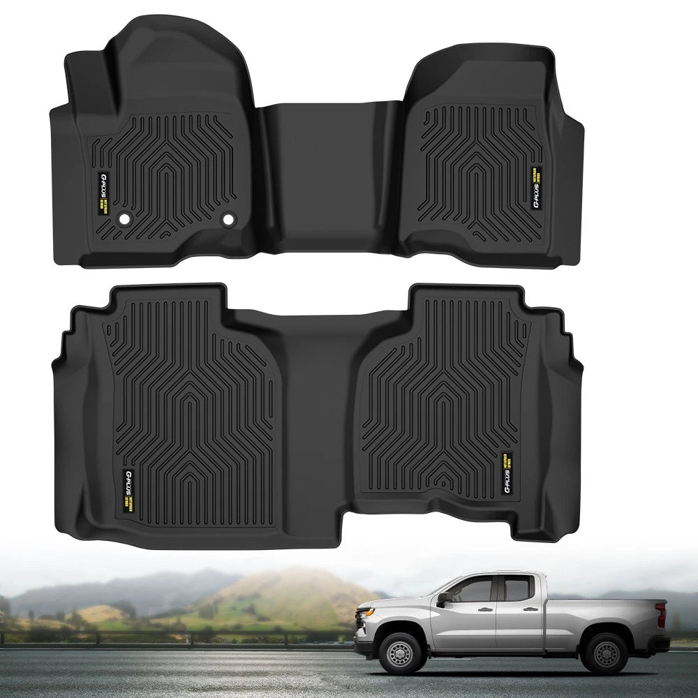 TPE Floor Mats Liners for Chevrolet Silverado/Sierra 1500 Double Cab (2019–2025)
