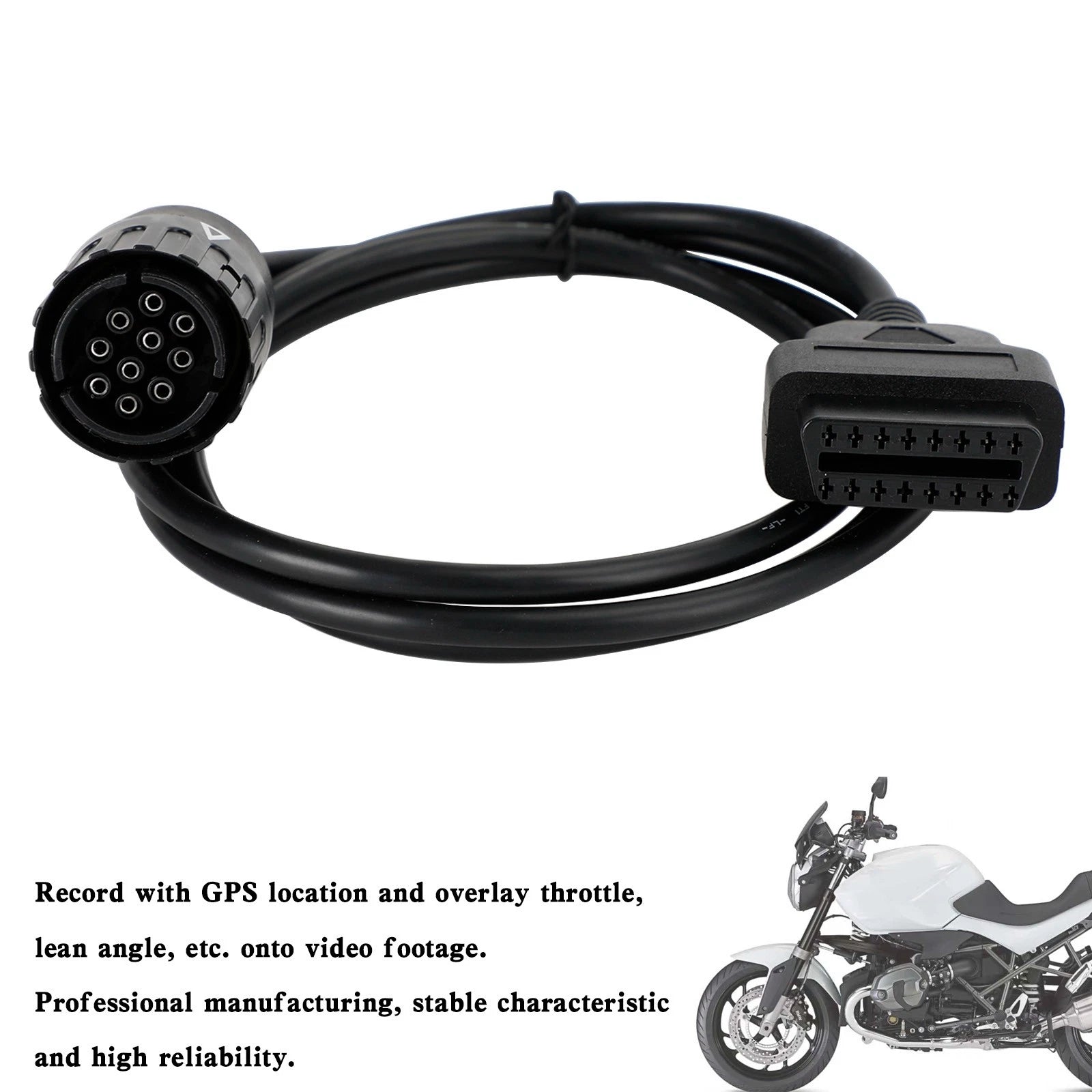 10 Pin to 16 Pin OBD2 Cable Connector for BMW Motorcycle (Fit All Models)