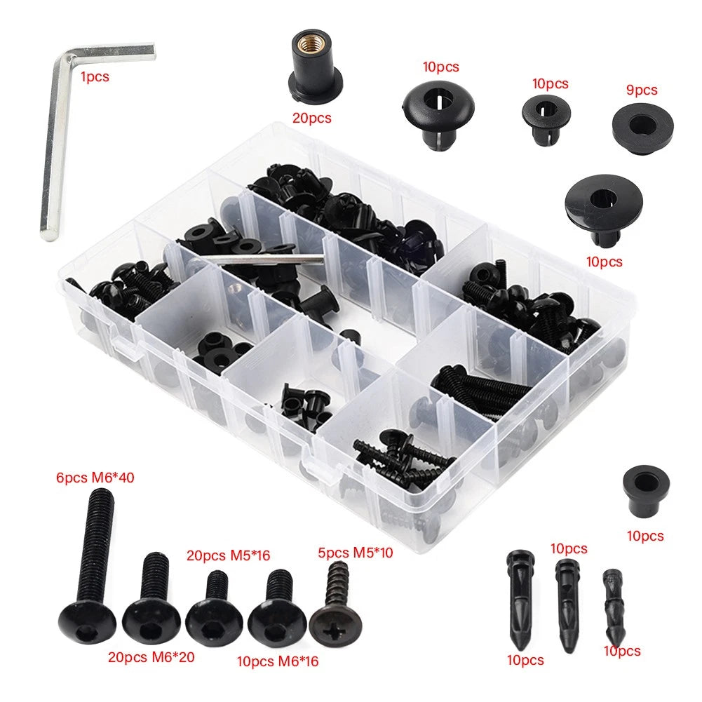 Fairing Bolts Kit for Kawasaki ZX-6R ZX-6RR (2009–2012) - Black