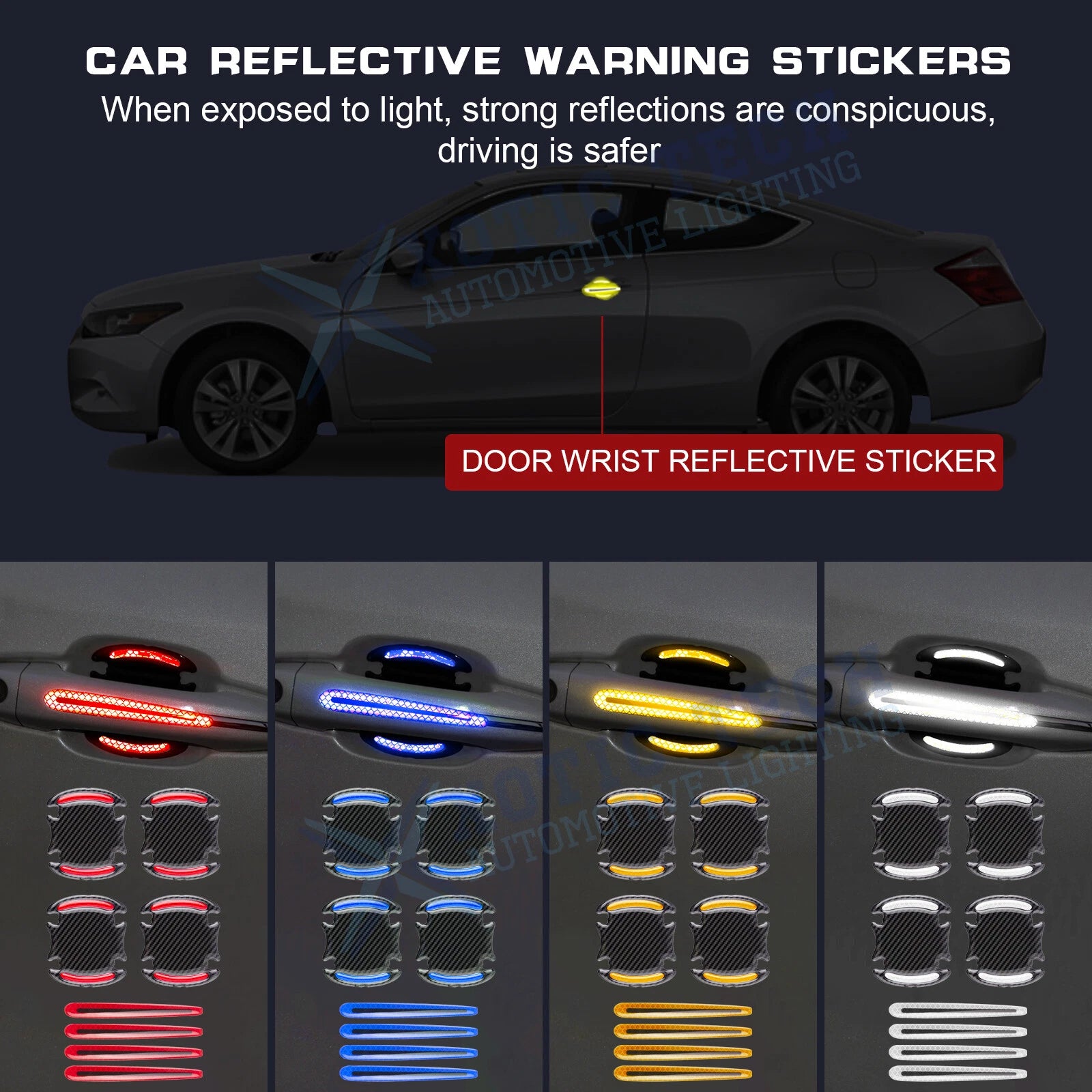 Warning Reflective Night Safety Stickers for Auto Door Open Handle Bowl (2020-2024)