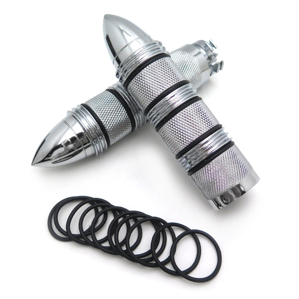 Chrome Bullet Hand Grip for Harley Dyna Low Rider / Honda Shadow 600 VLX (1")