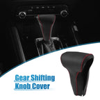 Gear Shift Head Knob Cover for Honda CR-V 2017 Faux Leather Black Red Stitch