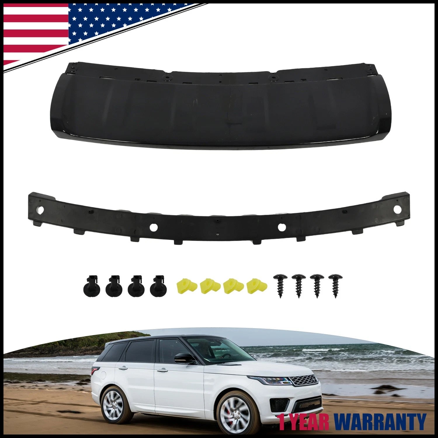 Front Bumper Skid Plate Trim for Land Rover Range Rover (2018–2022) Glossy Black