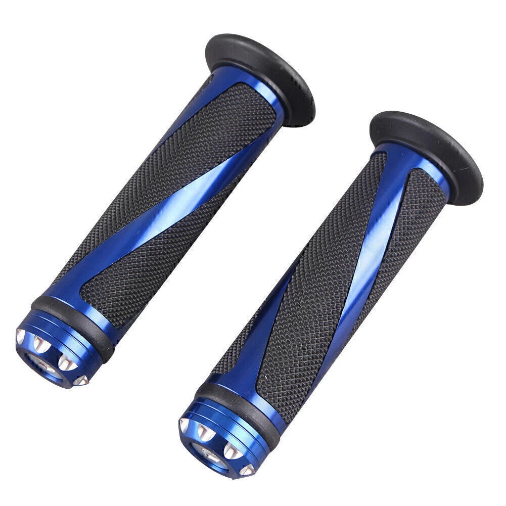 1 Pair Gel Rubber Hand Grips for Motorcycle Handle Bars Black & Blue