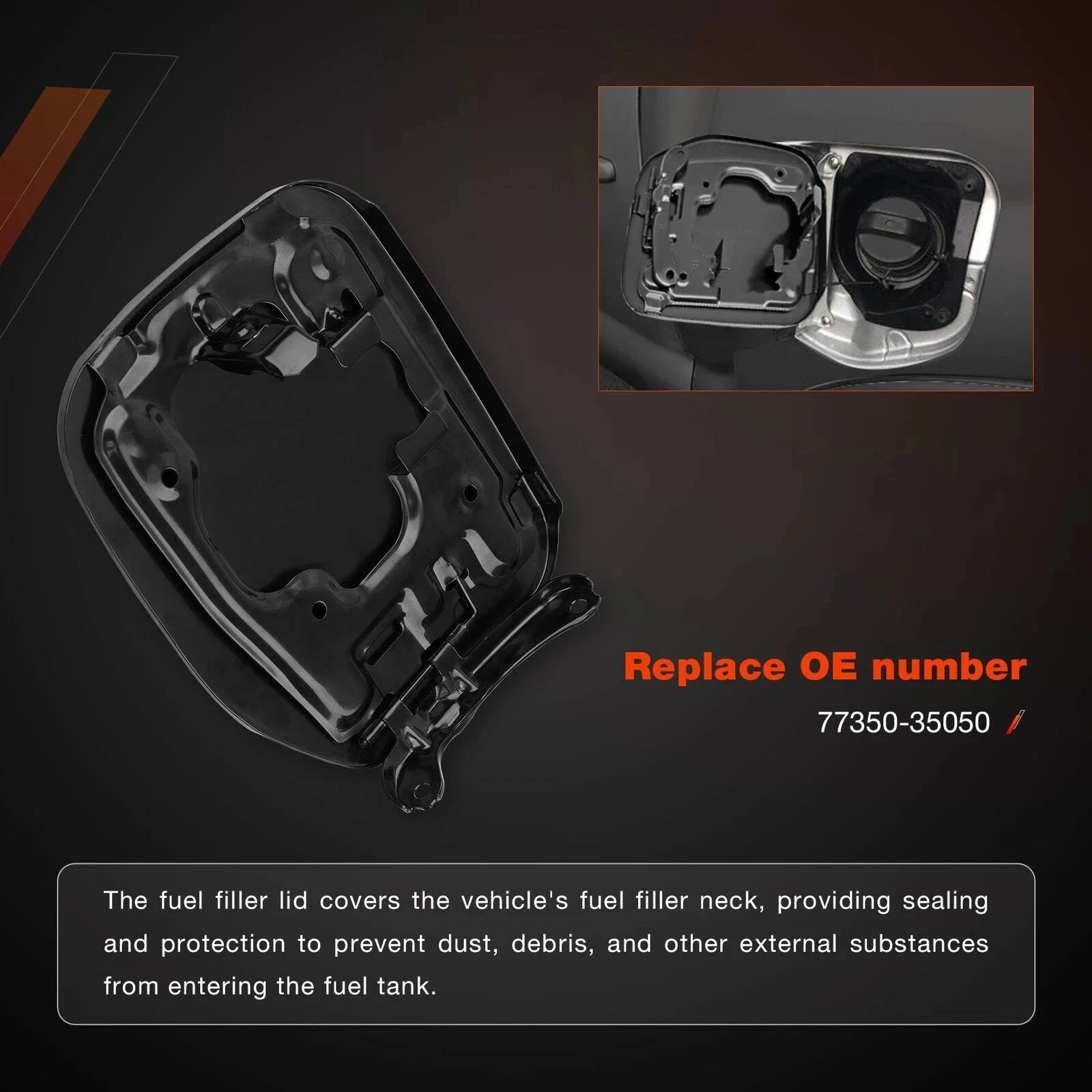Fuel Filler Gas Tank Door Cover Lid Cap for Toyota 4Runner (2003–2009) 77350-35050