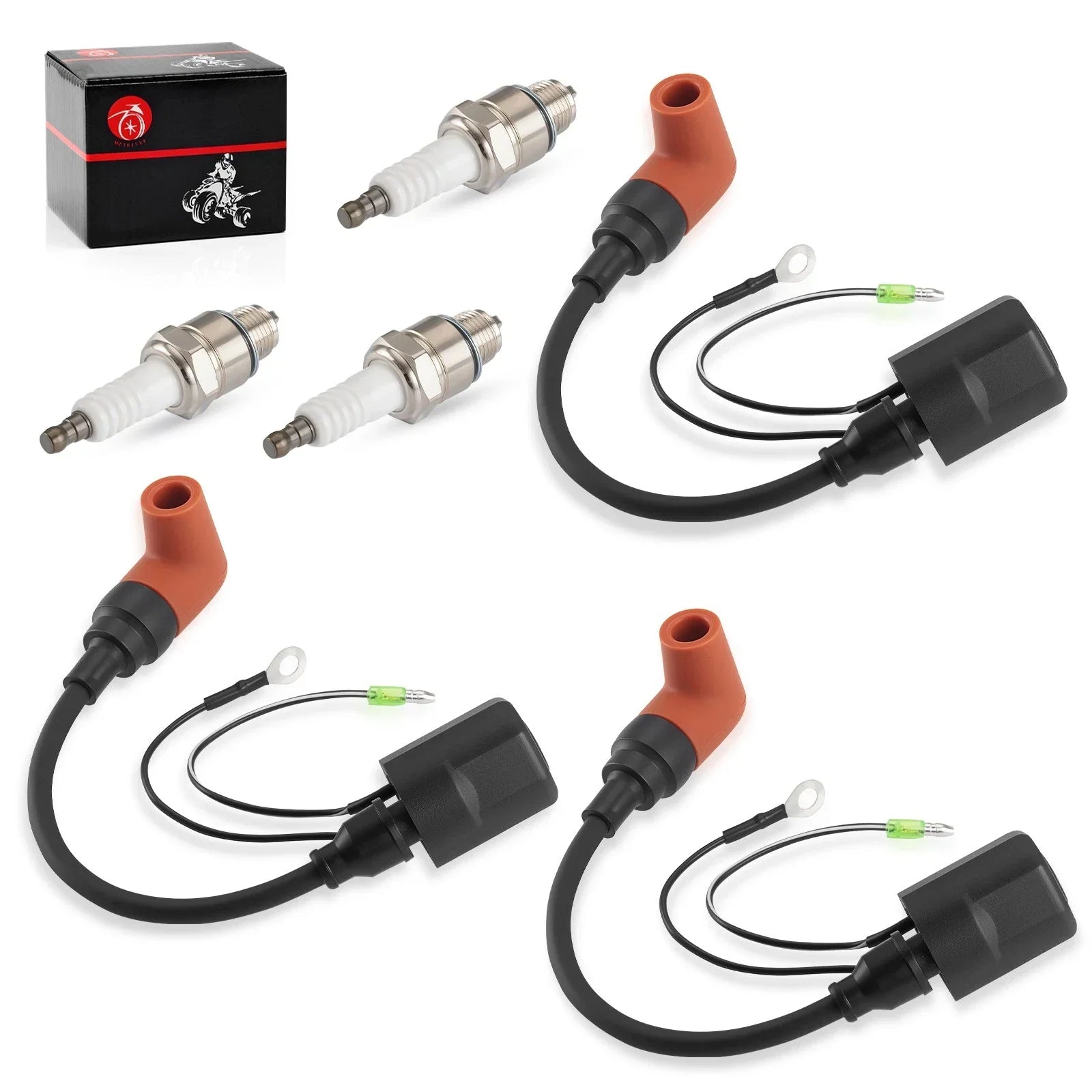 3 x Ignition coil & Spark Plug Wire Cap for Yamaha Outboard C55–C90 (1995–2004)