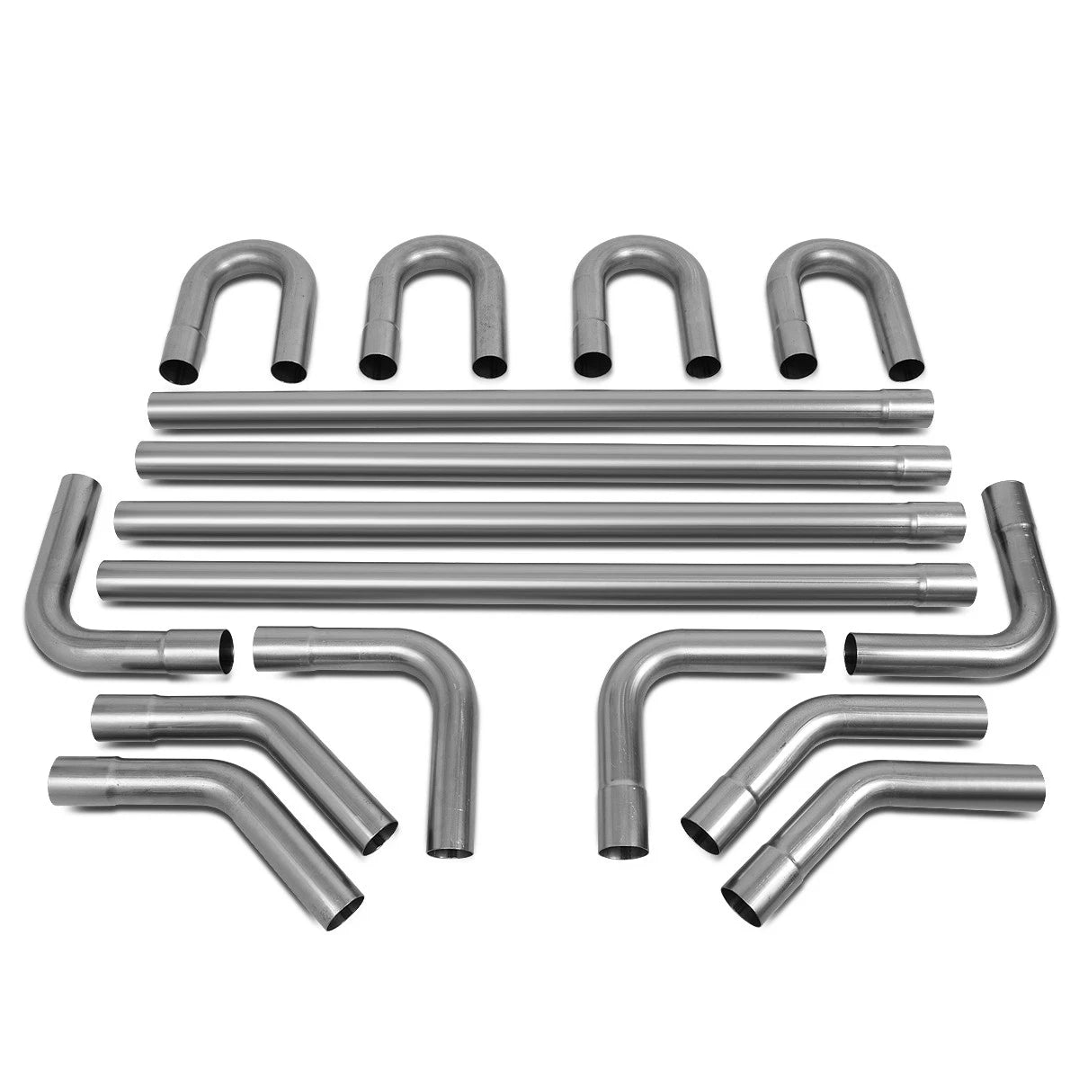 16-Piece 2.25" OD Steel Exhaust Pipe Kit - Custom Straight & Bends