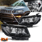 Factory Style Black Housing Clear Corner Headlights for Jeep Compass (2017–2021)