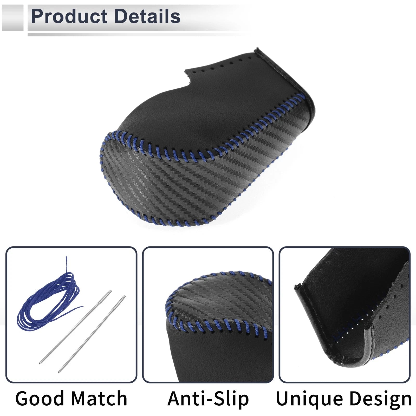 Gear Shift Knob Cover for BMW 3 Series (2004–2012) Black Carbon Fiber Blue