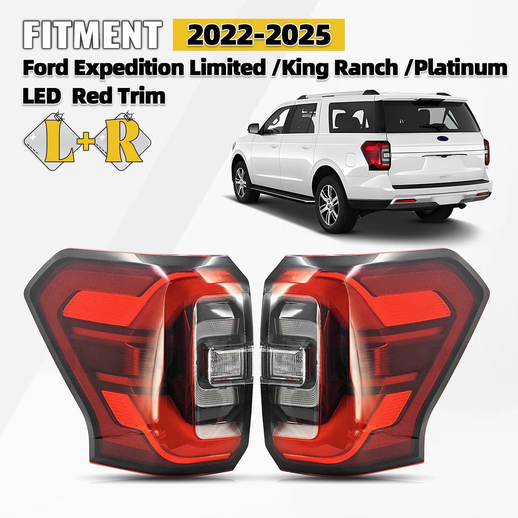 LED Tail Lights Pair for Ford Expedition Limited/King Ranch/Platinum (2022–2025)