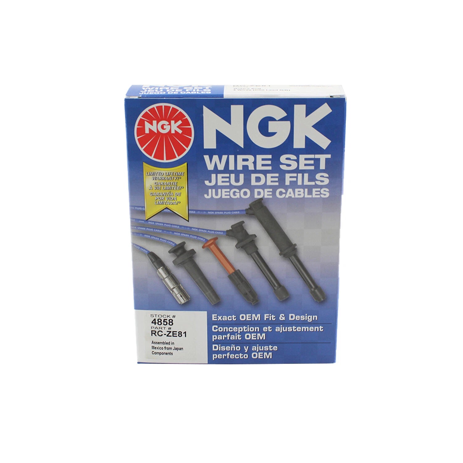 Set of 4 High Performance Spark Plug Wires for Mazda RX-8 (2004–2008) NGK 4858