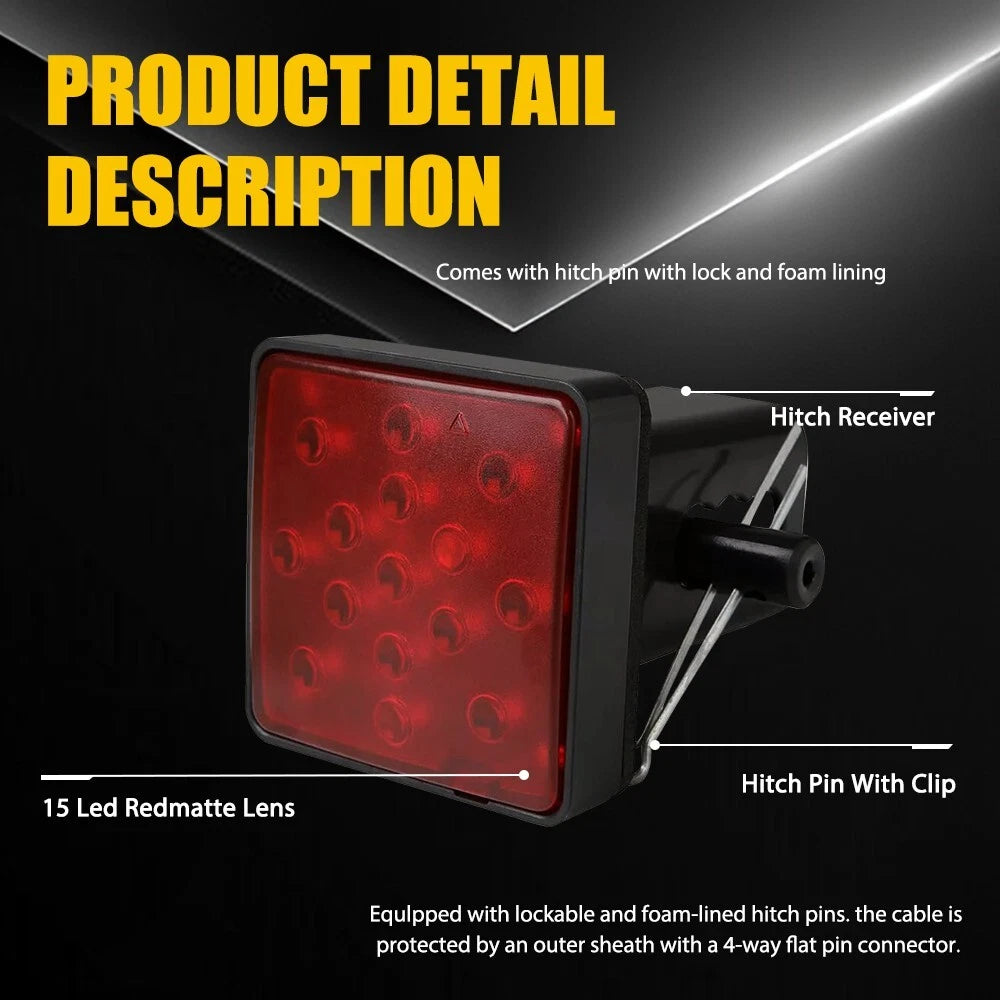 15-LED Brake Light Tail Cover for Truck RV (Fit Towing)