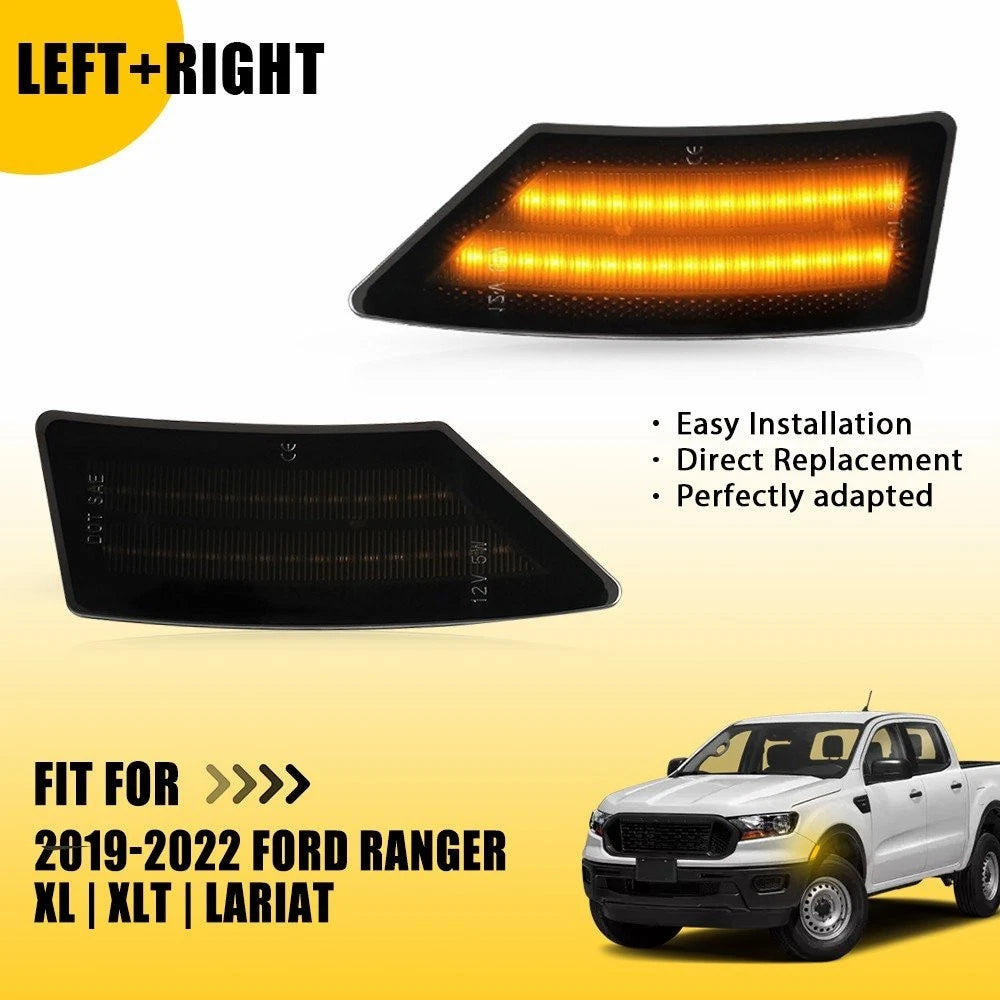Amber LED Front Side Marker Parking Lights for Ford Ranger (2019–2023)