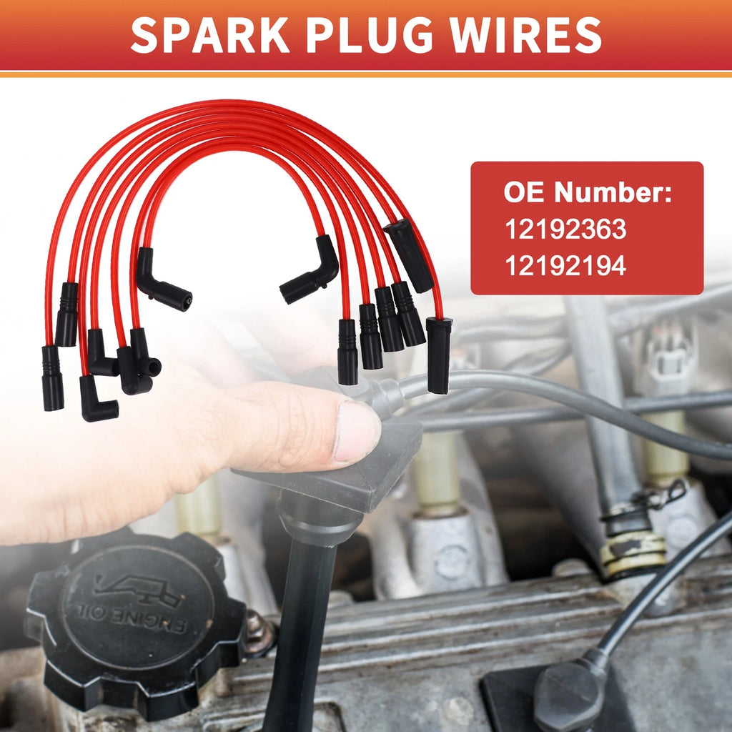 7 Pcs Spark Plug Wire Ignition Coil Cable No. 12192363 for Chevrolet Astro (1996–2005)