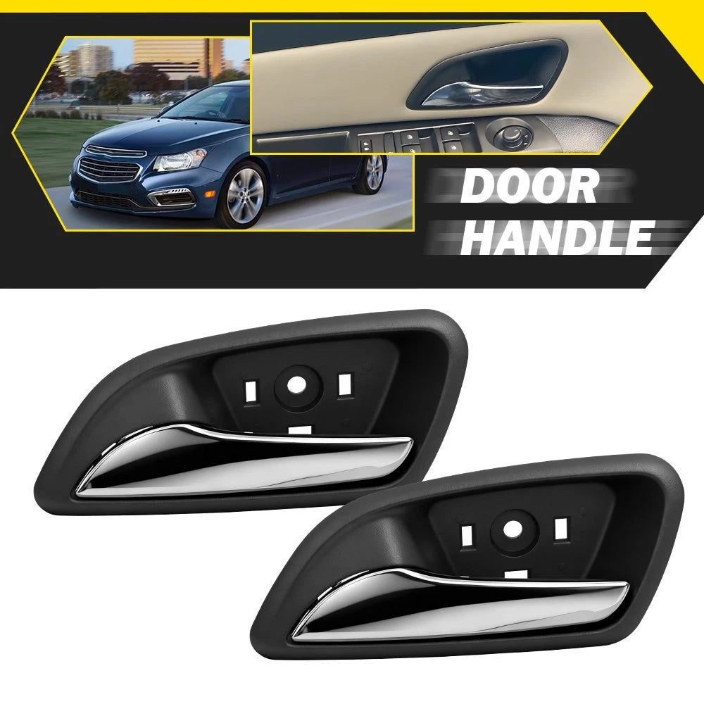 2X Inner Door Handle for Chevy Cruze (2011–2015) Black Chrome