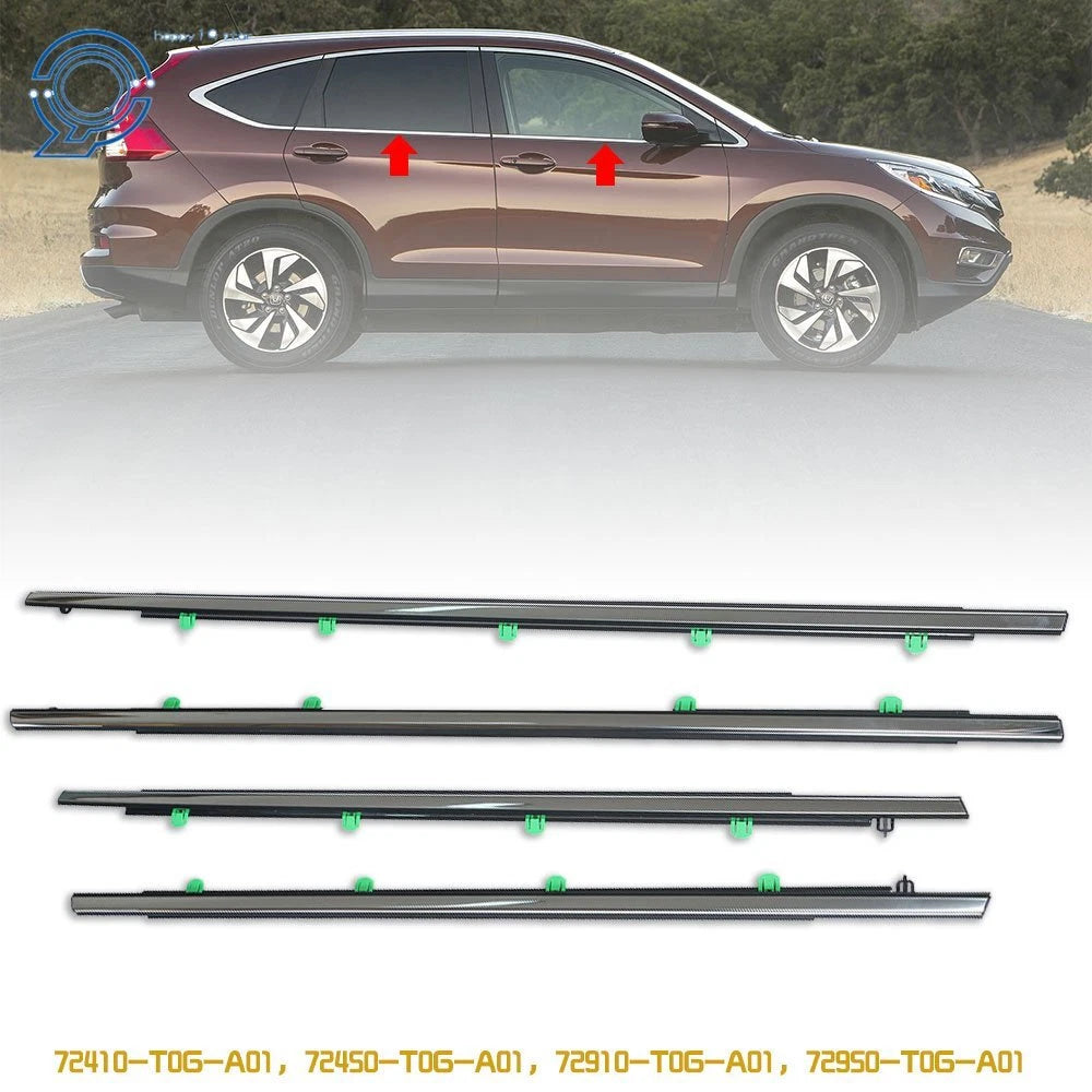 Set of 4 Window Weatherstrip Molding Trim Outer Seals for CR-V (2012–2016)