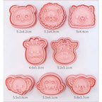 8 Piece Animal Shaped Cookie Molds for Baking - PP Food Safe Tools