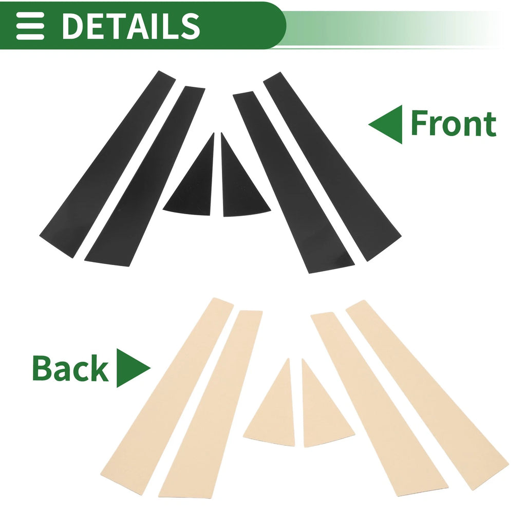 6X Door Pillar Window Trim for Chevy Impala (2000–2005) Black