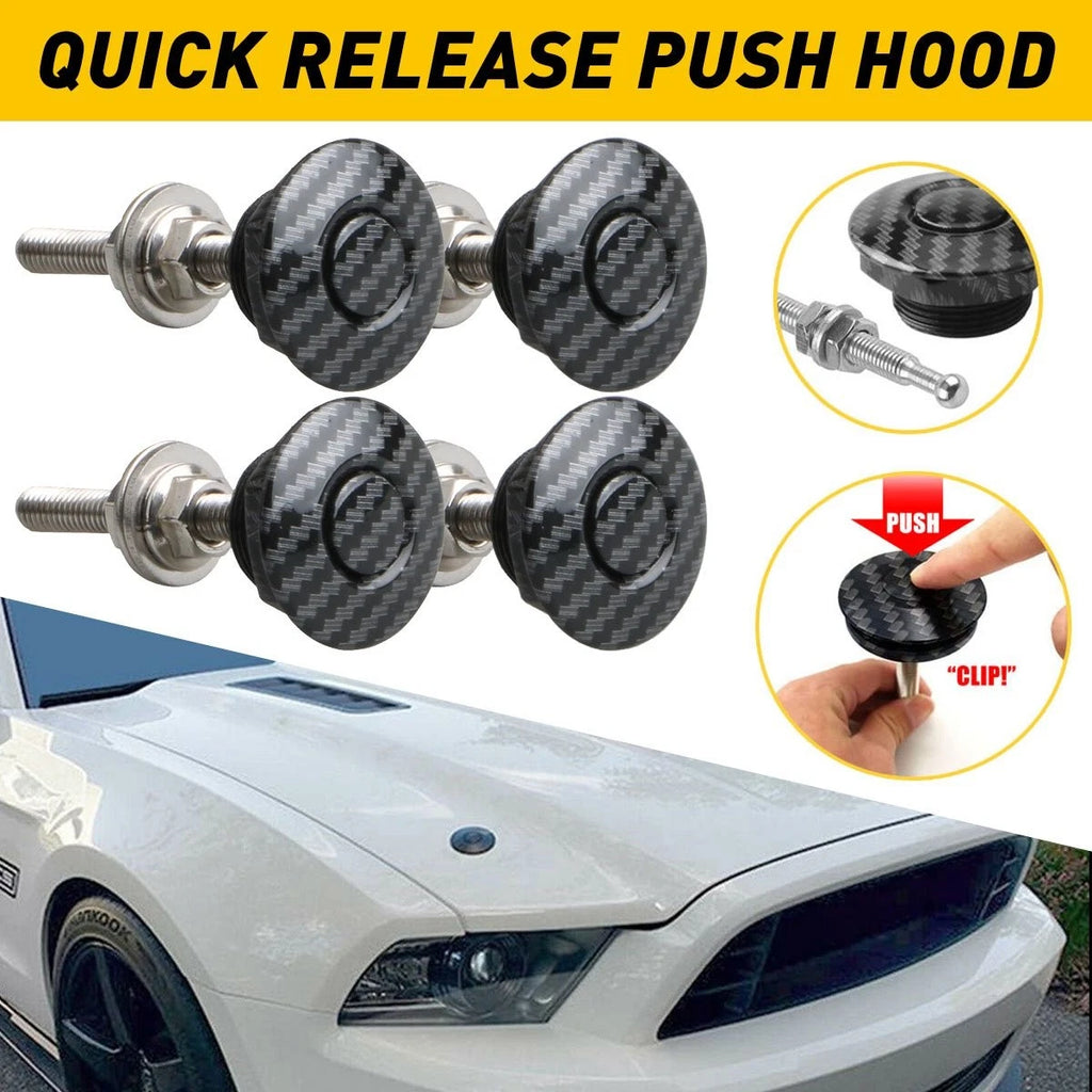 Set of 4 Push Button Quick Release Hood Pins for Car Bumper Latch
