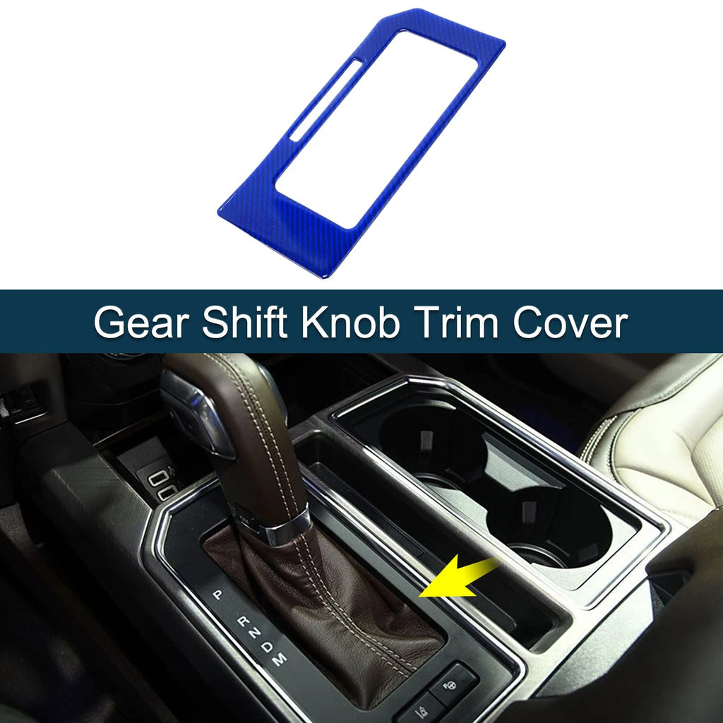 ABS Gear Shift Knob Cover Sticker for Ford F150 (2015–2020) Carbon Fiber Dark Blue