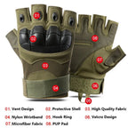 Tactical Gloves for Military Training - Fingerless, Knuckle Protection