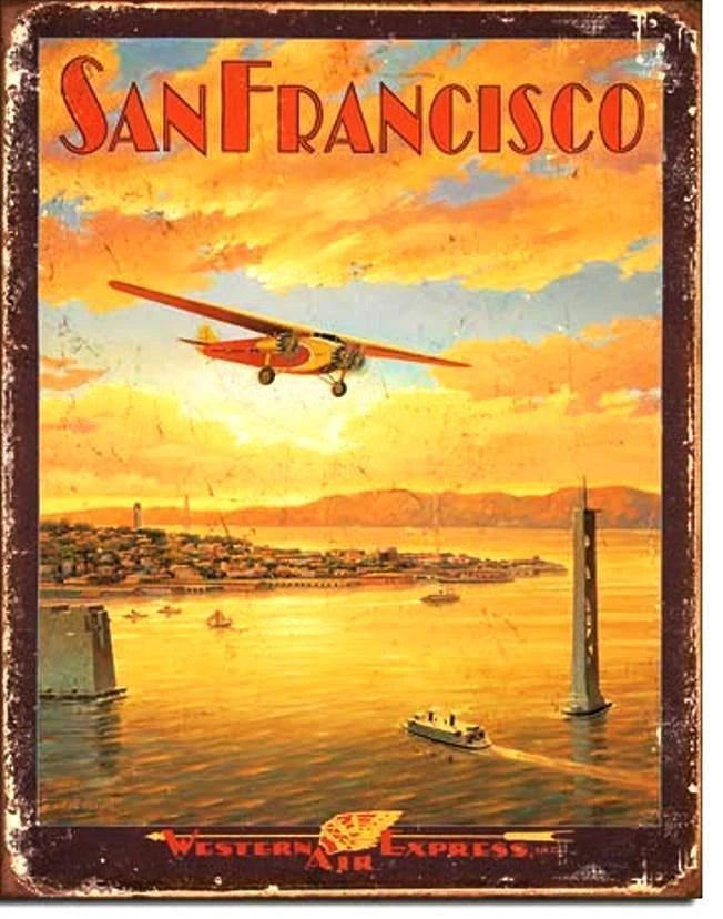 Vintage Replica Tin Metal Sign for Western Express Air Plane (1985)