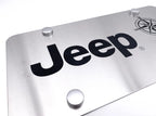 Brushed Stainless License Plate with Jeep Script Logo for Jeep (1941–2024)