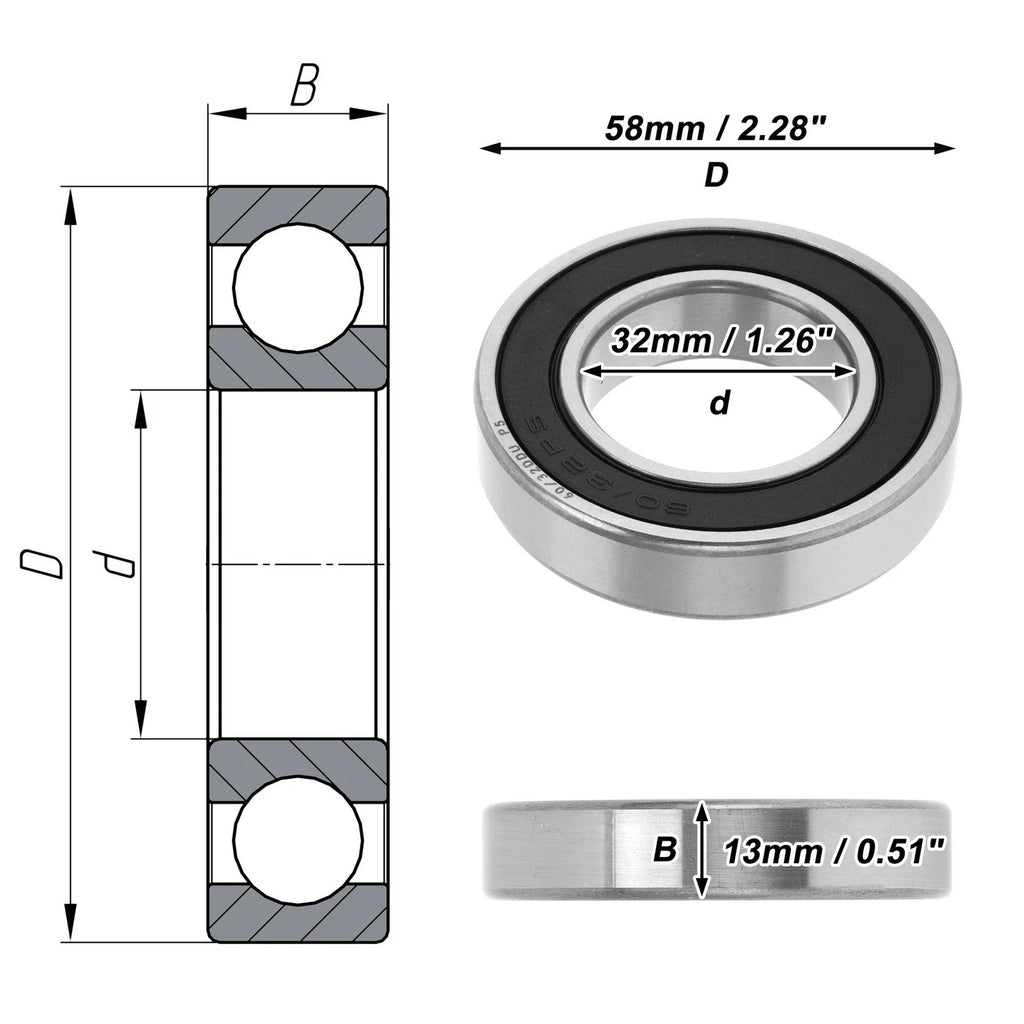 Deep Groove Ball Bearing P5 for Scooter Skateboard Wheel (32x58x13mm)