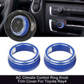2X Blue AC Climate Control Knob Ring Trim Cover for Toyota RAV4 (2019–2021)