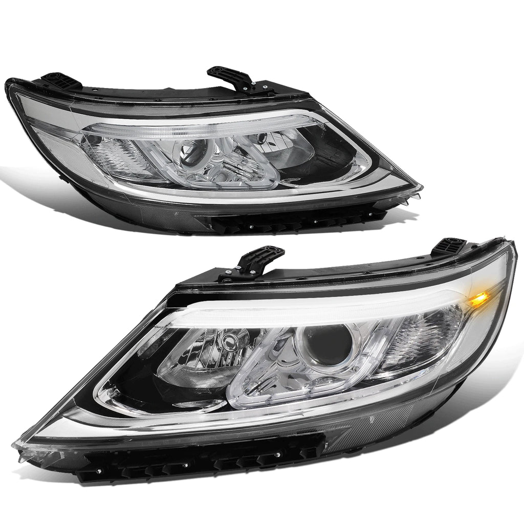 Pair LED DRL Bar Chrome Projector Headlights for Kia Sorento (2014–2015)