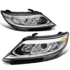 Pair LED DRL Bar Chrome Projector Headlights for Kia Sorento (2014–2015)