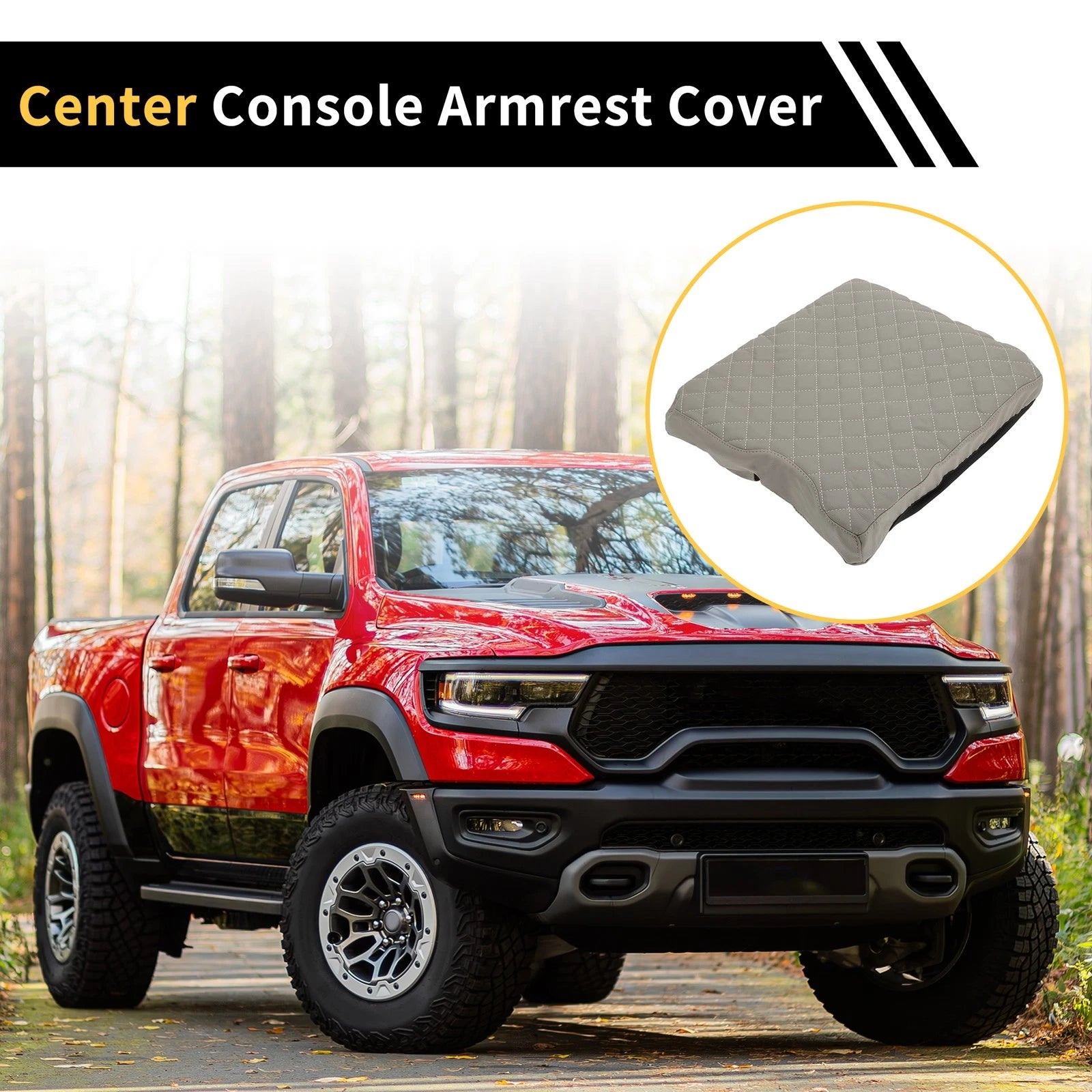 Center Console Cover for Ford F-150 (2015–2020) Microfiber Leather Grey