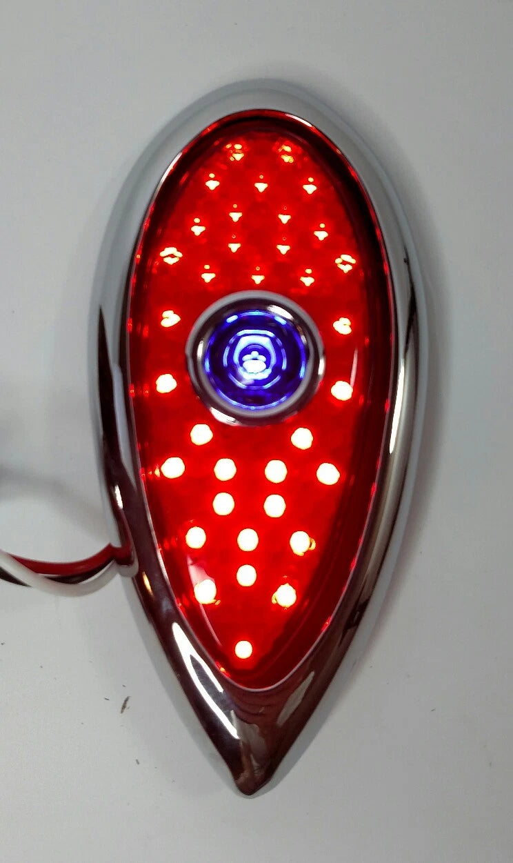 Blue Dot LED Tail Light Flush Mount Chrome Bezel for Ford (1938–1939)