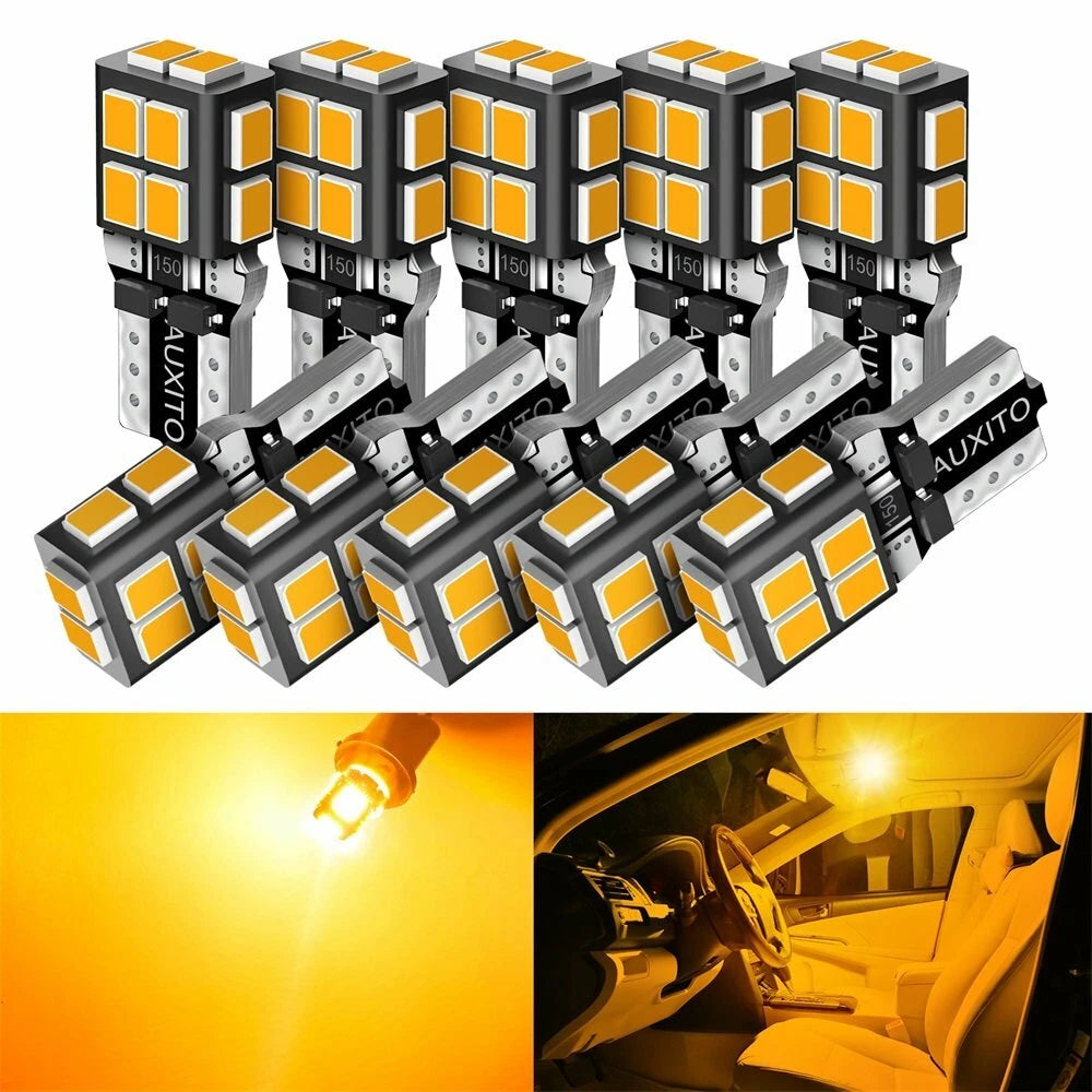 Set of 10 Amber T10 24 LED Front Side Marker Light Bulbs for Various Models