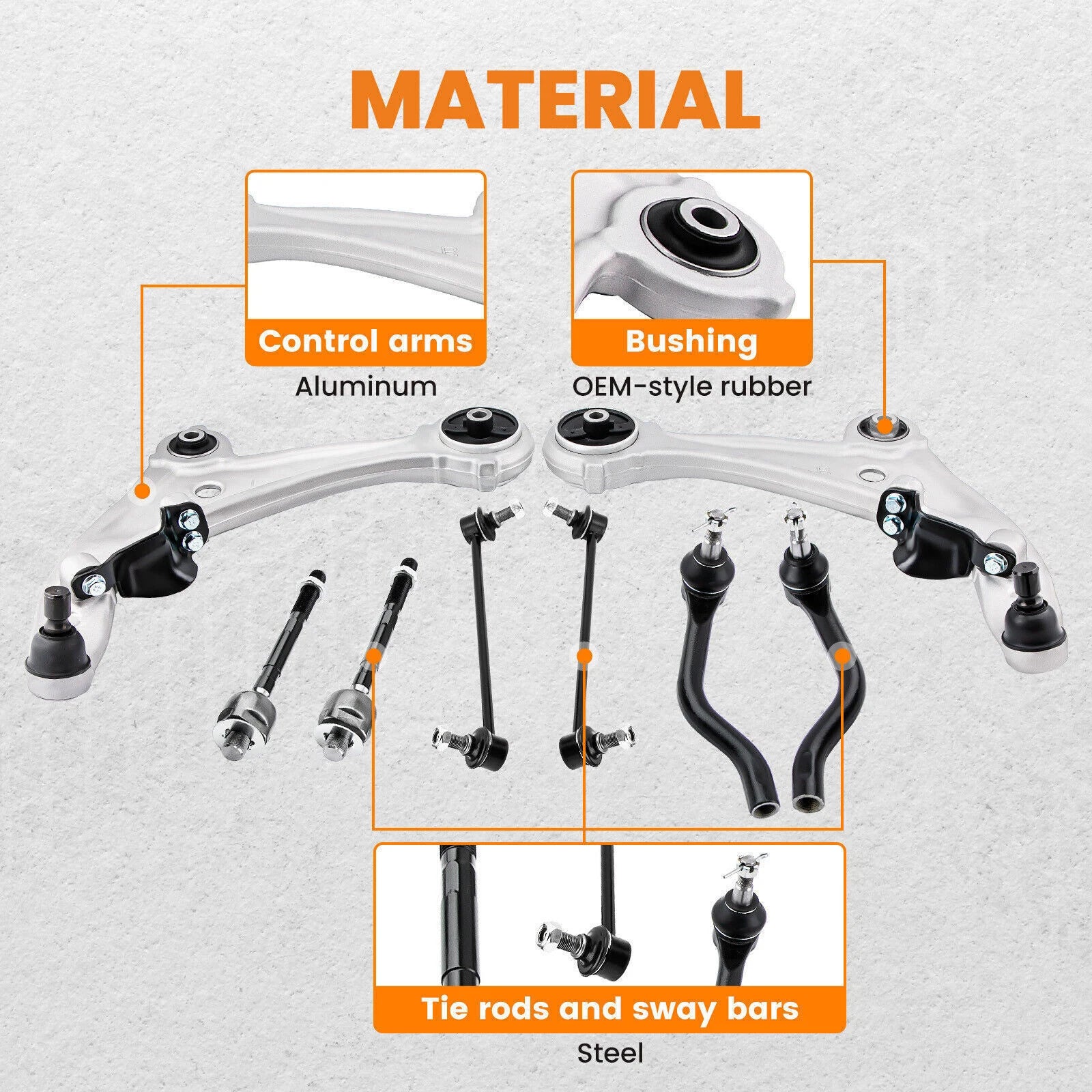 8PCS Suspension Kit Control Arms Tie Rod Sway Bar for Nissan Altima (2007–2013)