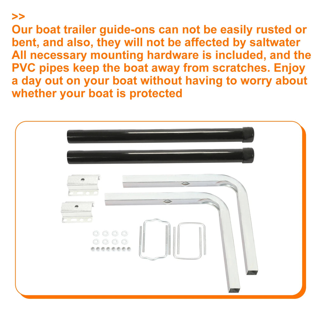 Pair of 40" Zinc-Plated Guide On Post PVC Poles for Boat Trailer (Sailboat)