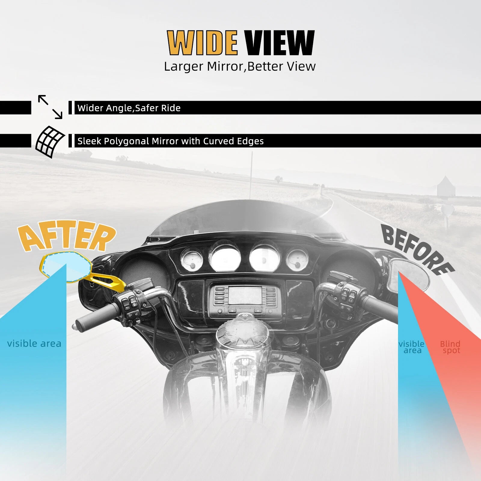 2X M8 Convex Mirrors for Harley Street Glide FLHX (2006–2025)