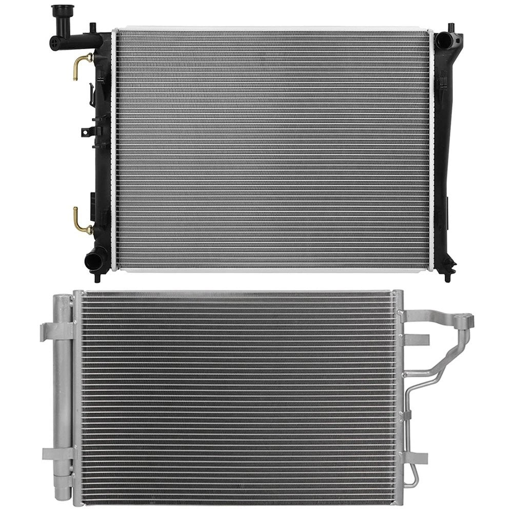Cooling Kit: Aluminum Radiator & AC Condenser for Hyundai Elantra (2007–2012)